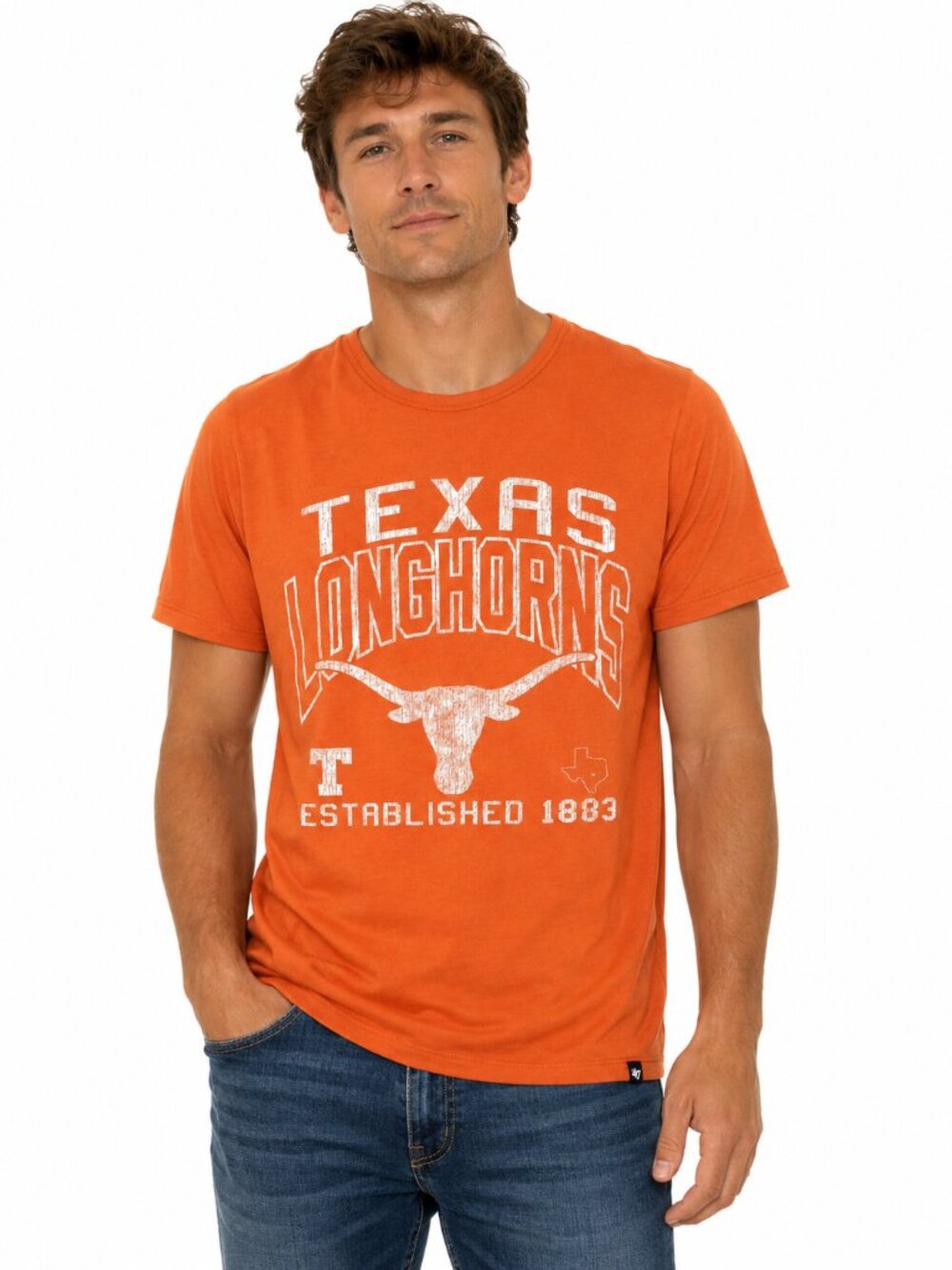 Texas Longhorns T Shirt Size Small '47 Brand Turned Up Franklin 100% Cotton Tee